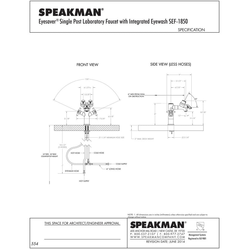 Speakman SEF-1850 Combination Eyewash & Faucet