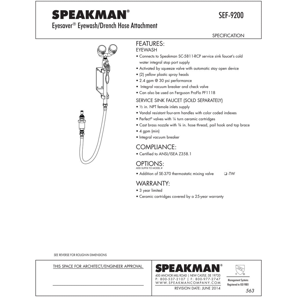 Speakman® SEF-18100 EyeSaver Augendusche mit Sensor-Augenspülwasserhahn Speakman® SEF-18100 EyeSaver Augendusche mit Sensor-Augenspülwasserhahn