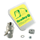 Bradley S30-074 Stainless steel handle with 1/2" NPT stay-open ball valve and hardware - left hand activation kit