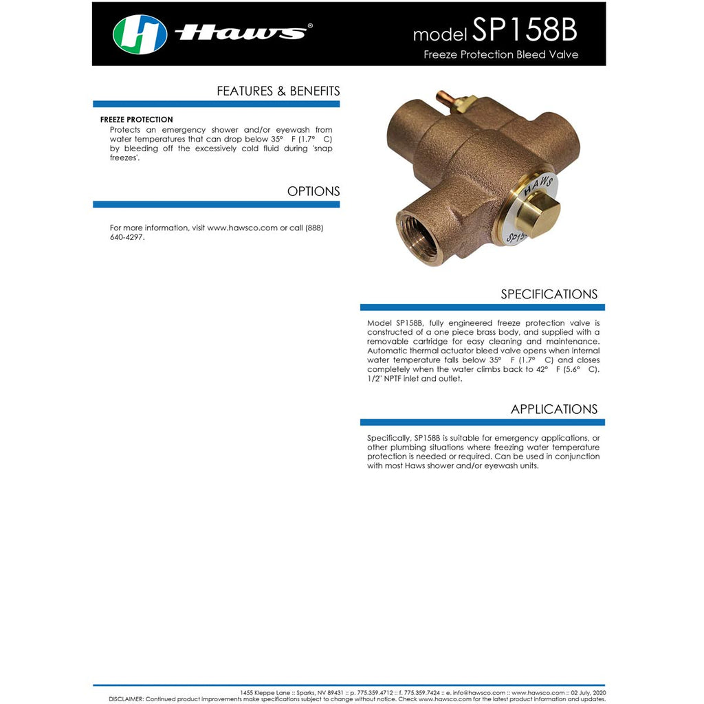 Haws - SP158B Freeze Protection Bleed Valve