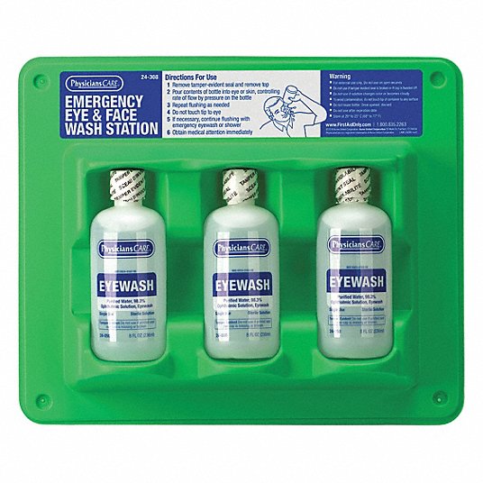 Physicianscare 24-308 Eye Wash Station, 8 oz Bottle Size, 2 yr Shelf Life, 11 in Height, 12 in Width, 2 in Depth