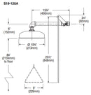 Bradley S19-120A Horizontal Safety Shower w/ SpinTec SS Shower Head