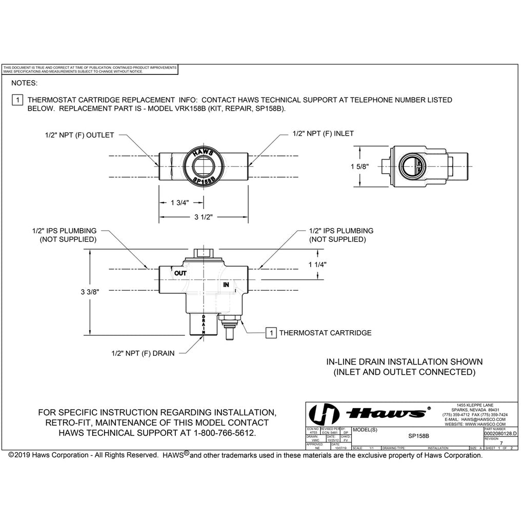 Haws - SP158B Freeze Protection Bleed Valve