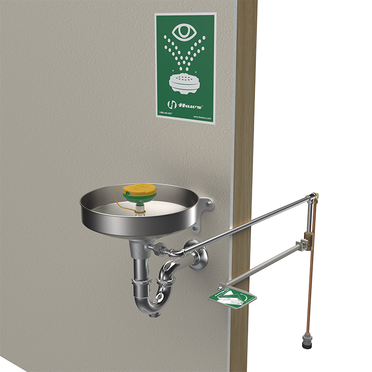 Haws 7433FP Wall Mount Freeze Resistant Eyewash Station With Soft-Flo Heads