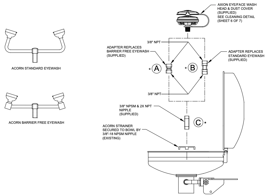 Haws AX14, AXION Advantage eye/face wash and shower upgrade system