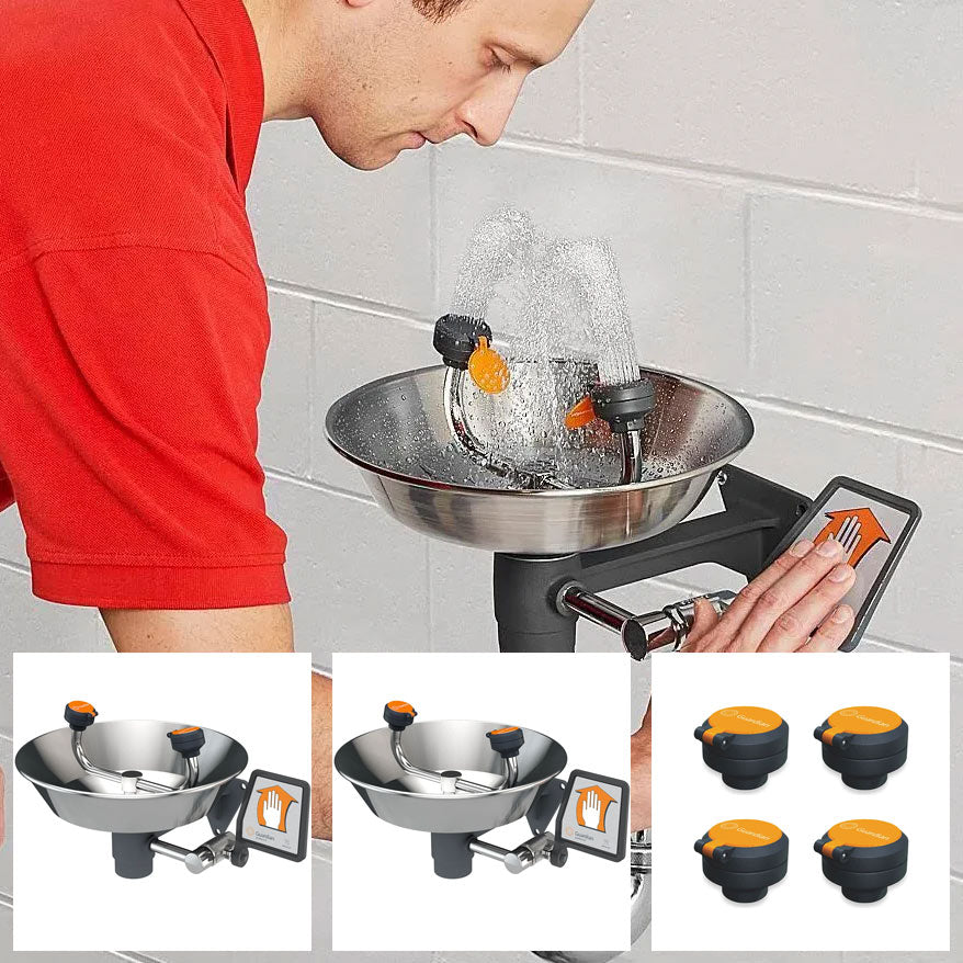 Eye Wash Station (Quick Ship Kit) 2x Guardian G1814 Eye Wash Station + 4 x AP470-001 Replacement “Flip Top” dust cover