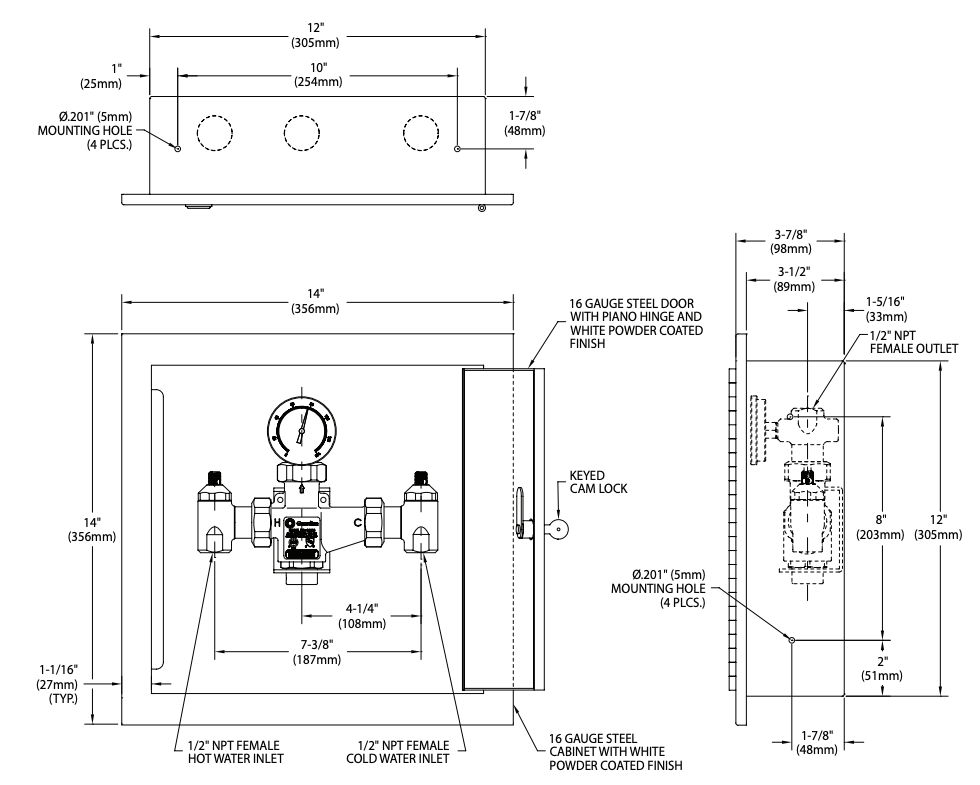 Guardian G6023 Thermostatic Mixing Valve, 13 Gpm