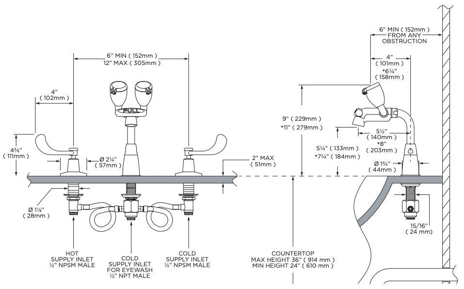Speakman Eyesaver Classic SEF-1800-CA-8NA Eyewash Faucet with 8 In. Spout - SEF-1800-CA-8NA