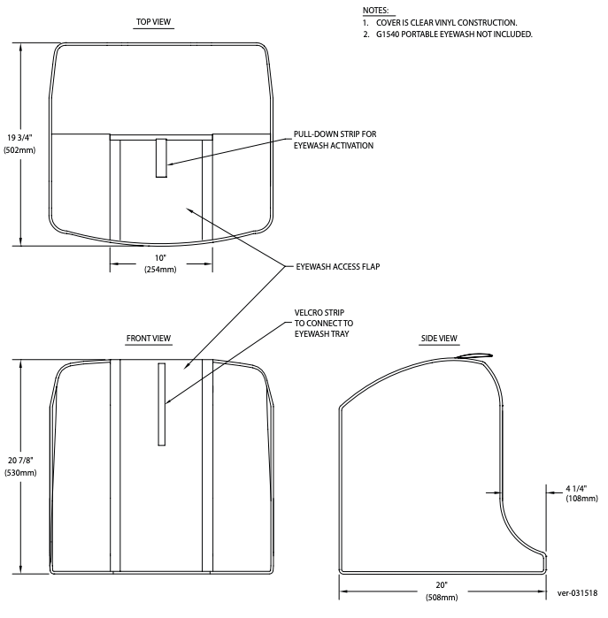 Guardian G1540CVR Clear Plastic Dust Cover for G1540 Eyewash