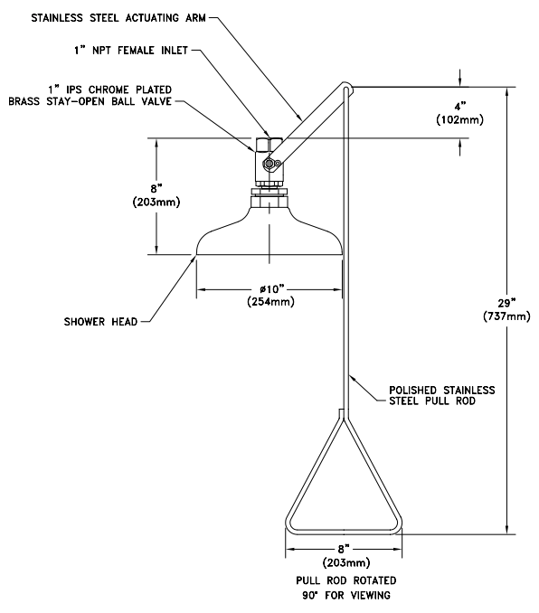 Guardian G1635SSH Emergency Drench Shower, Vertical Mount
