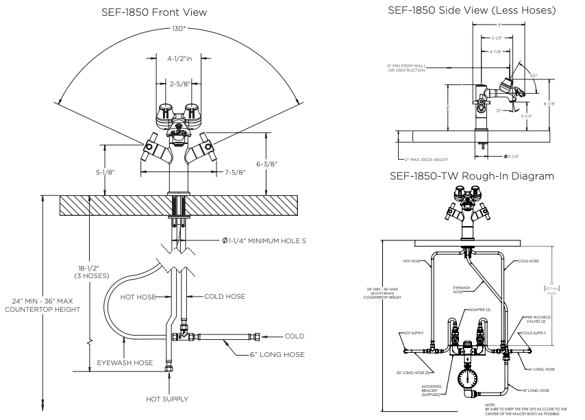 Speakman Eyesaver SEF-1850-4WH Single Post Laboratory Eyewash Faucet - SEF-1850-4WH