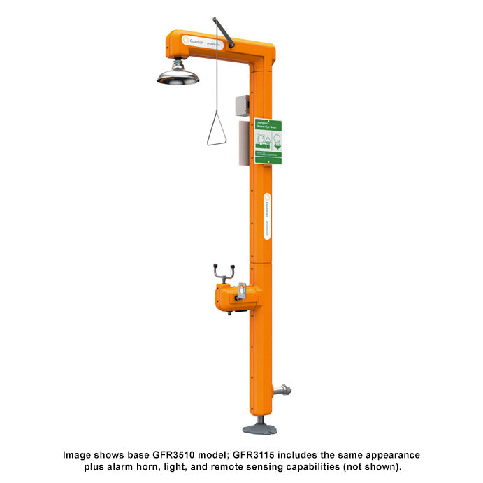 Guardian GFR3115 Heated Safety Station with Eyewash, Bottom Inlet, Rated for Class I, Division 2 Environment, Light and remote sensing capability