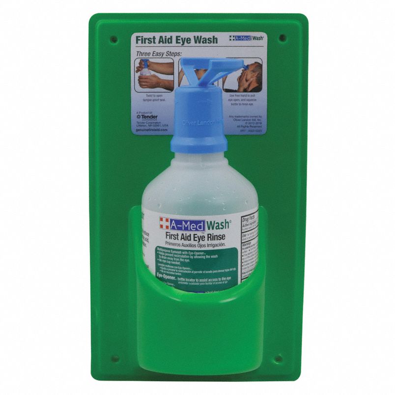 A-MED Eye Wash Station, 16 oz Bottle Size, 3 yr Shelf Life, 4 in Height, 3 in Wi C3066892