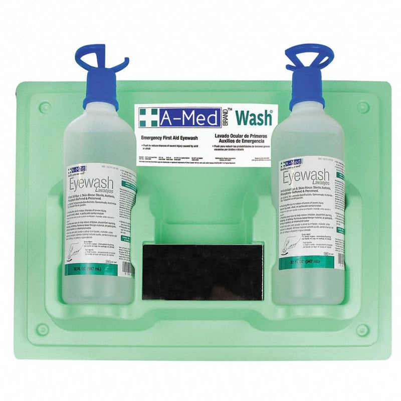 A-MED Eye Wash Station, 32 oz Bottle Size, 3 to 4 1/2 yr Shelf Life, 13 1/4 in Height, 17 1/2 in Width - 5020-0304
