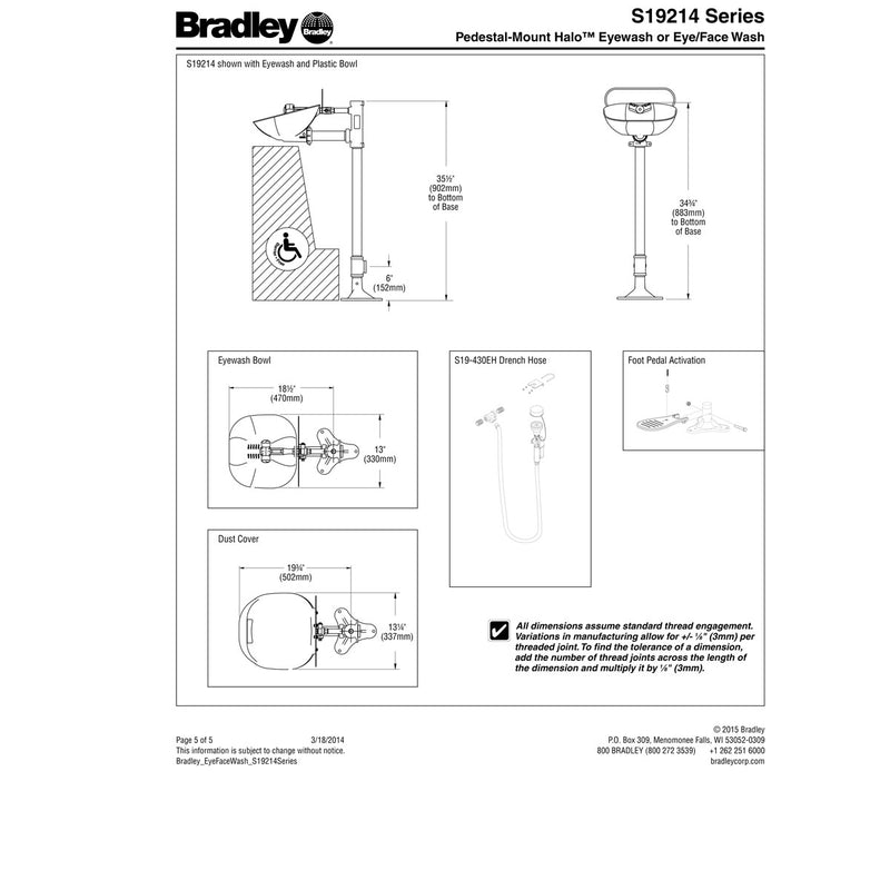 Bradley S19214BSS Halo Stainless Steel Eye-Face Wash and Bowl