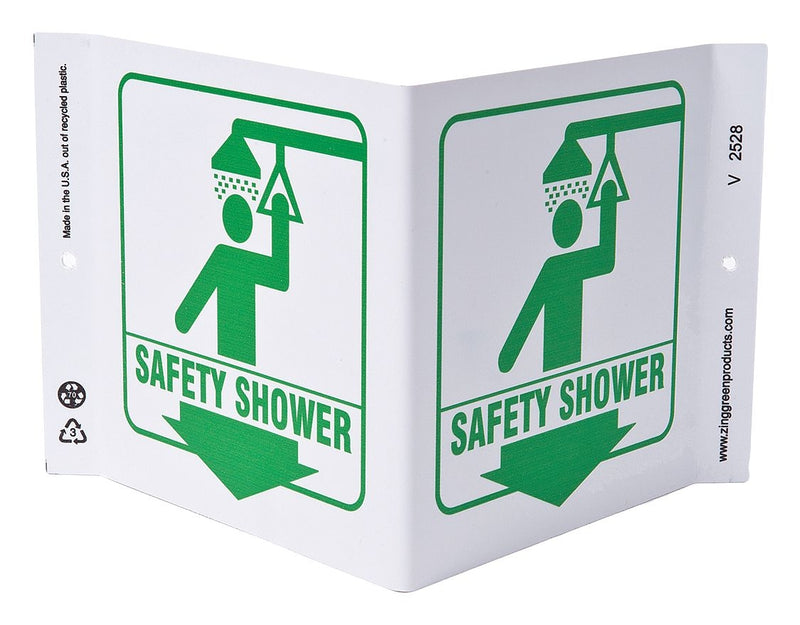 Zing Safety Shower V Shaped Sign, 7x12, 2528