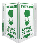 Zing Eye Wash Sign, 11 x 7In, GRN/WHT, Bilingual - 2616