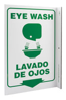 Zing Eye Wash Sign, 11 x 8In, GRN/WHT, Bilingual - 2617