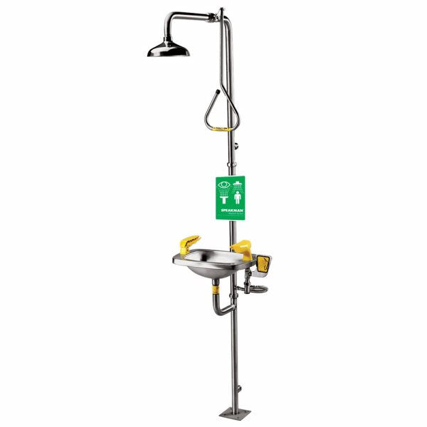 Speakman SE-623 Combination Stay open shower w/pull rod activation, SS, SE-400 eye/face wash