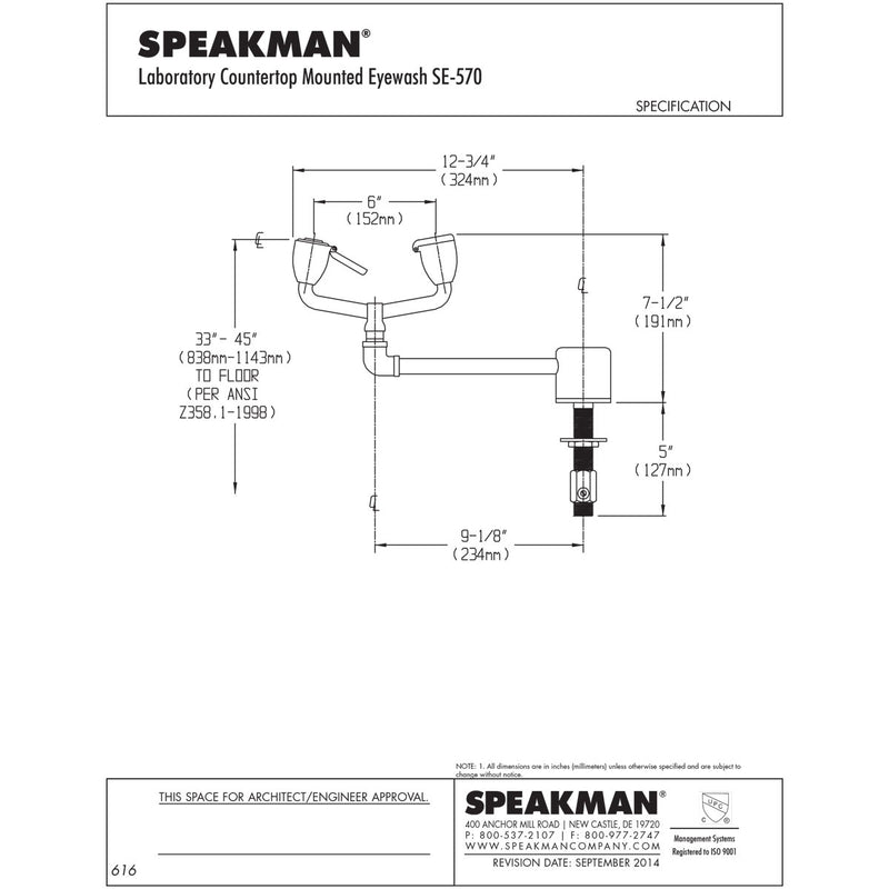 Speakman SE-570 Eyewash, Tabletop mounted