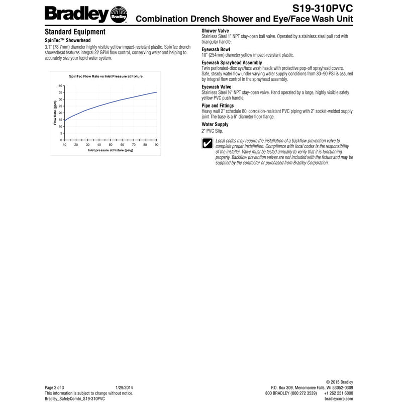 Bradley S19-310PVC Combination Drench Shower Eye Face Wash All PVC