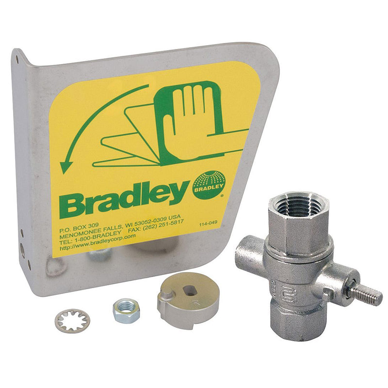Bradley S30-112 Stainless Steel eyewash handle with dust cover with 1/2" Stainless Steel NPT stay-open ball valve
