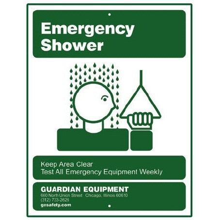 Guardian 250-009G Emergency Safety Shower Sign, (no mounting ties)