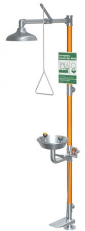 Guardian G1991HFC Safety Shower with Eyewash, Hand/Foot Control, All-Stainless Steel