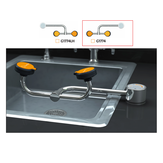Guardian G1774 Eye/Face Wash Station, Deck Mounted, Right Hand Mounting
