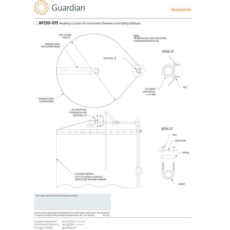 Guardian AP250-015 Eyewash Station Drench Shower Privacy Curtain
