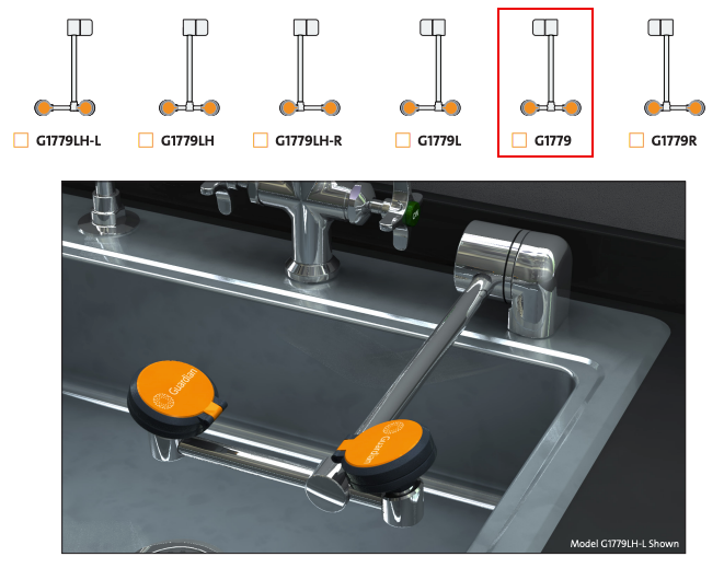 Guardian G1779 Eye/Face Wash Station, Deck Mounted AutoFlow Swing-Down