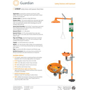 Guardian G1902P Safety Shower Eyewash Station Combo Unit, Plastic Bowl