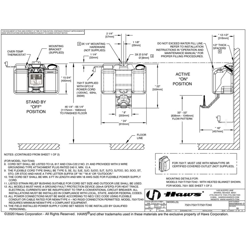 Haws 7501 Portable Eyewash Station 9 Gallon