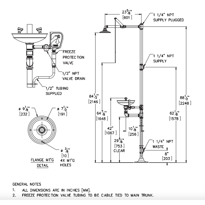 Acorn S1330-FPV Combination Eyewash Station Drench Shower, Updated Part Number: S1340-FPV