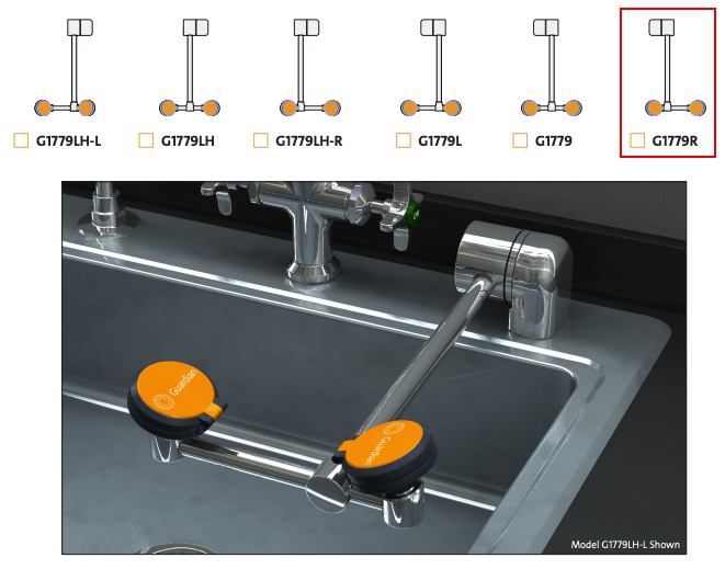 Guardian G1779R Eye/Face Wash Station, Deck Mounted AutoFlow Swing-Down