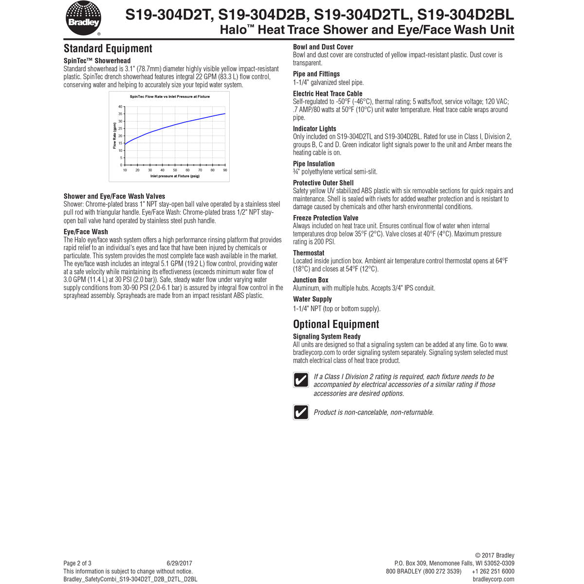 Bradley S19-304D2B Class I, Division 2 Halo Heat Trace Combination Unit, Bottom Supply