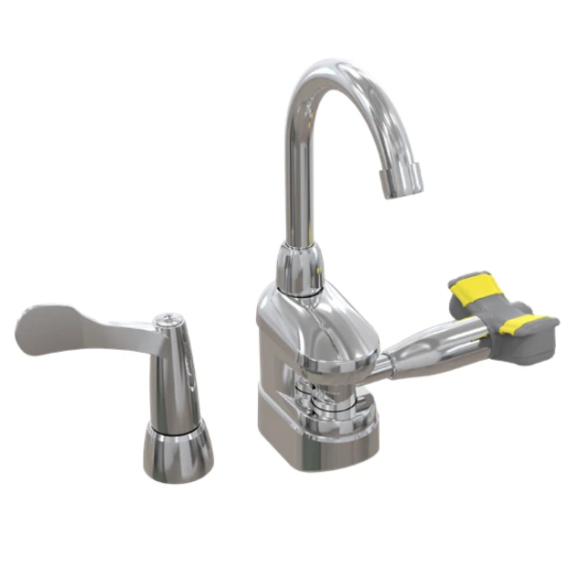 Bradley S19-500T Deck-Mount Swing-Activated Faucet/Eyewash Unit, Tempered Faucet, Right Hand