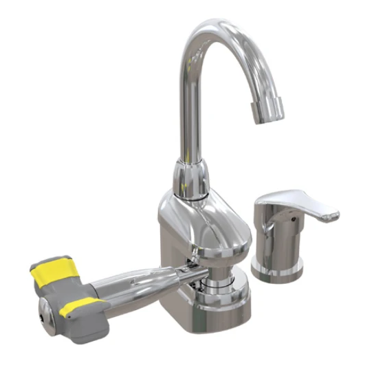 Bradley S19-505M Deck-Mount Swing-Activated Faucet/Eyewash Unit, Mixed Faucet, Left Hand