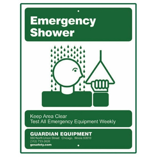Guardian AP250-009G Emergency Shower Sign with Mounting Ties