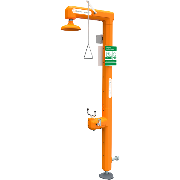 Guardian GFR3113 Heated Safety Station with Eyewash, Bottom Inlet, Rated for Class I, Division 2 Environment, Alarm horn and remote sensing capability