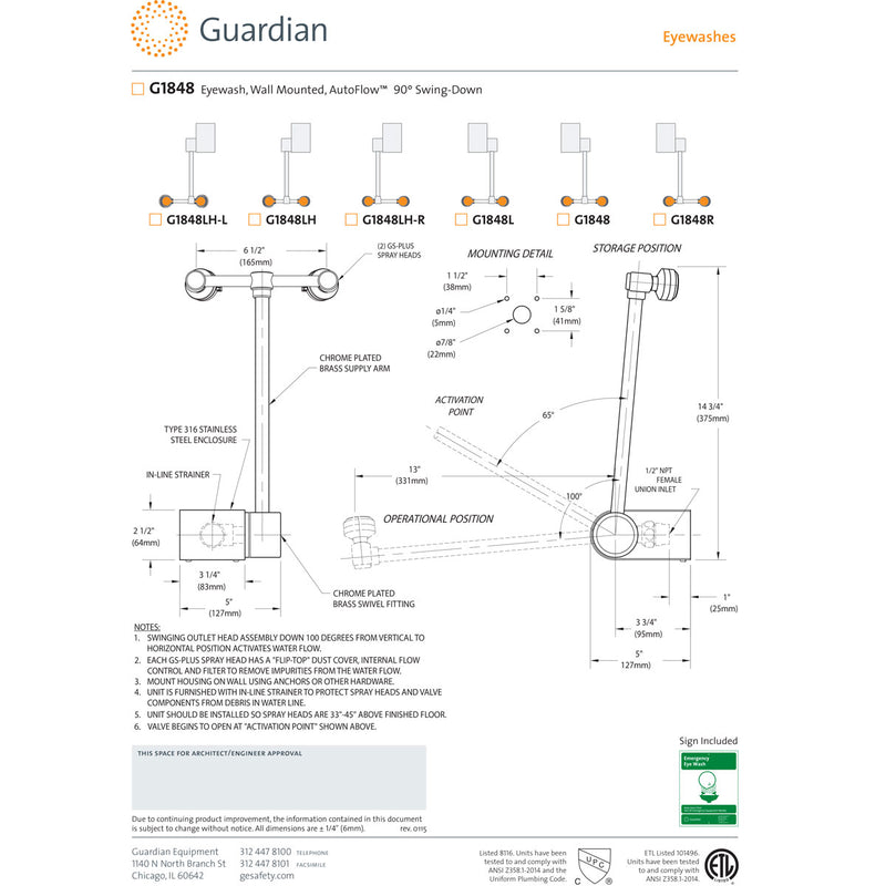Guardian G1848LH-L, Custom Build - 9" Arm Swing Length