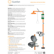 Guardian G1950BC Safety Shower with Eye/Face Wash Station, Stainless Steel Bowl and Cover, Stainless Showerhead