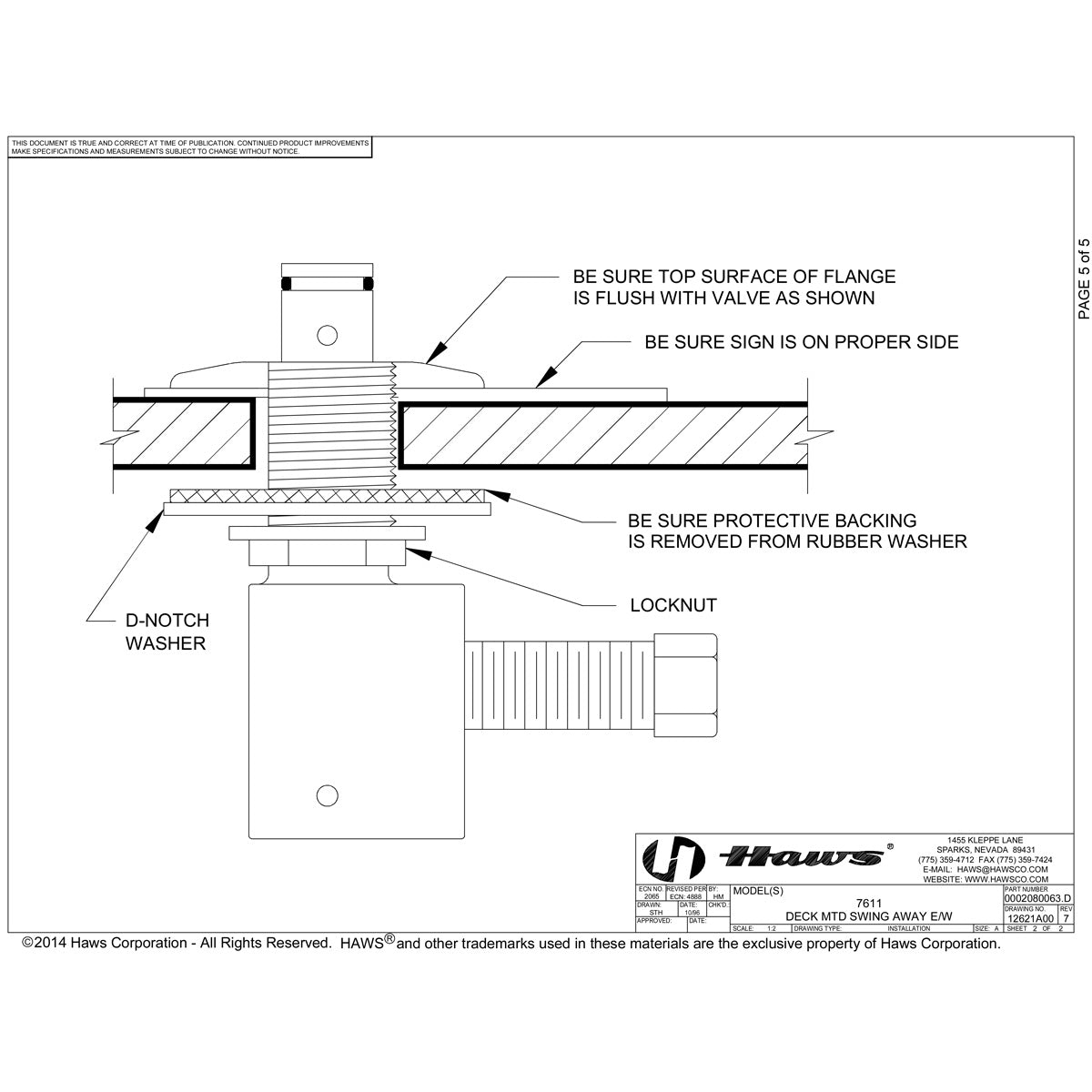 Haws 7611 Swing-Away Eyewash Station Universal Mount