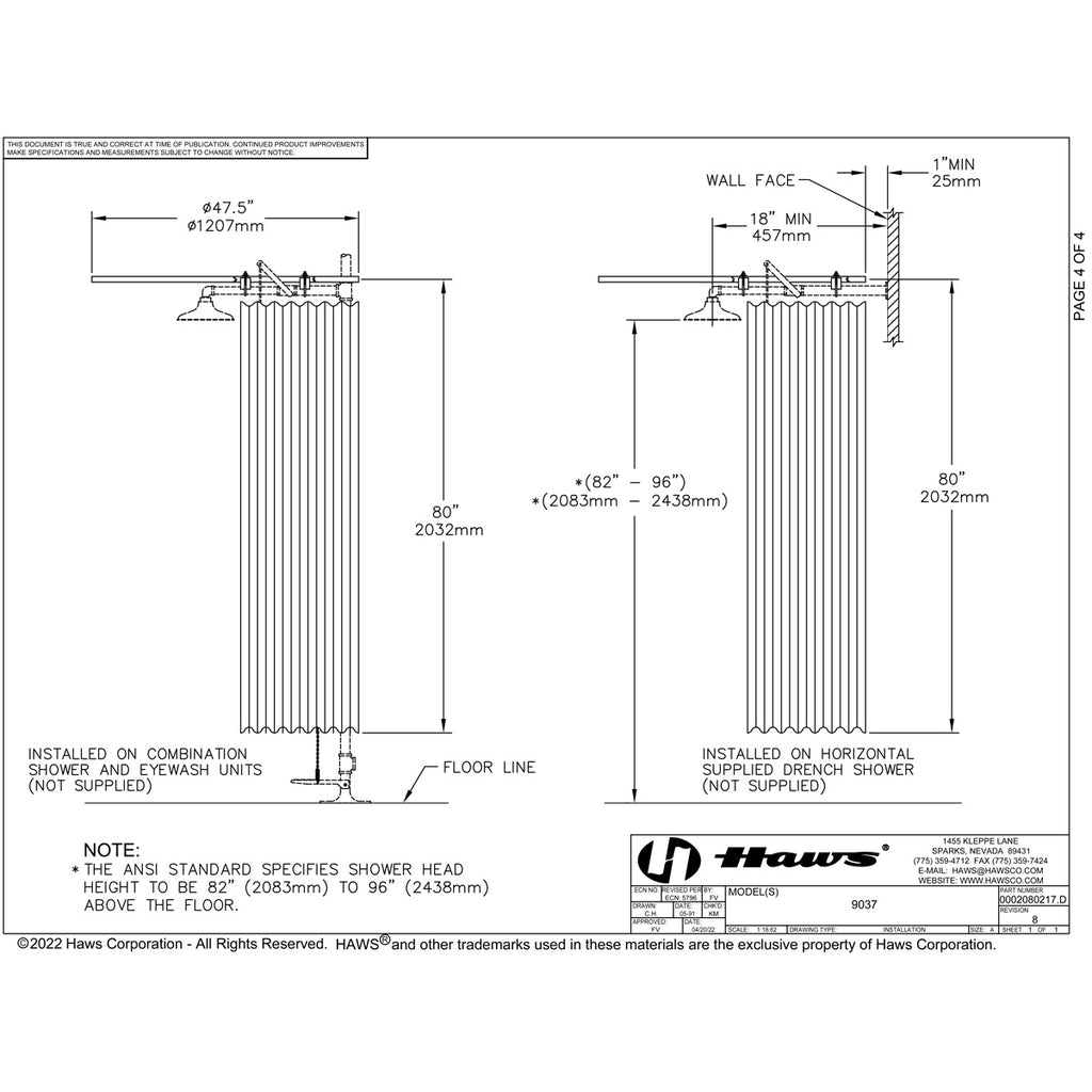 Haws 9037 Privacy Curtain for Safety Showers and Combination Eyewash Drench Show C2610696