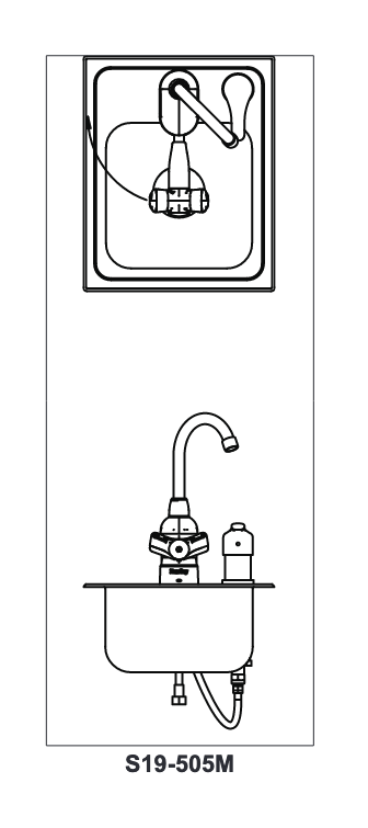 Bradley S19-505M Deck-Mount Swing-Activated Faucet/Eyewash Unit, Mixed Faucet, Left Hand