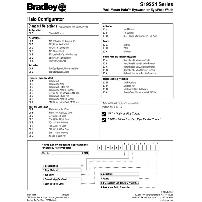 Bradley S19224SS Stainless Steel Eye-Face Wash and Bowl