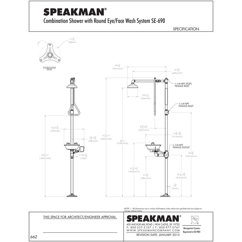 Speakman SE-690 Combination Eye/Face Wash and Drench Shower