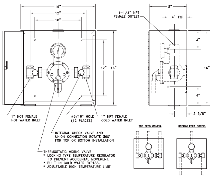 Guardian G3802 Eyewash Station Water Temepering Valve, 44 GPM Capacity