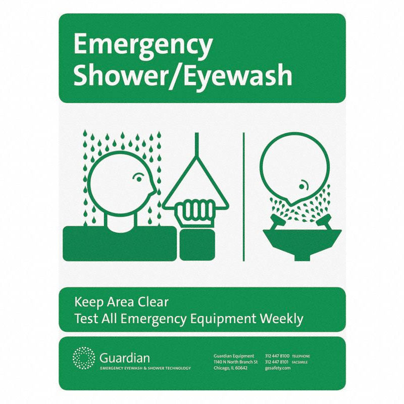 Guardian AP250-008G Emergency Safety Shower Eyewash Safety Sign ...