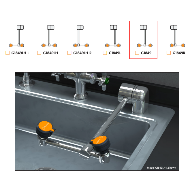 Guardian G1849 Eyewash Station, Deck Mounted, Swing-Down